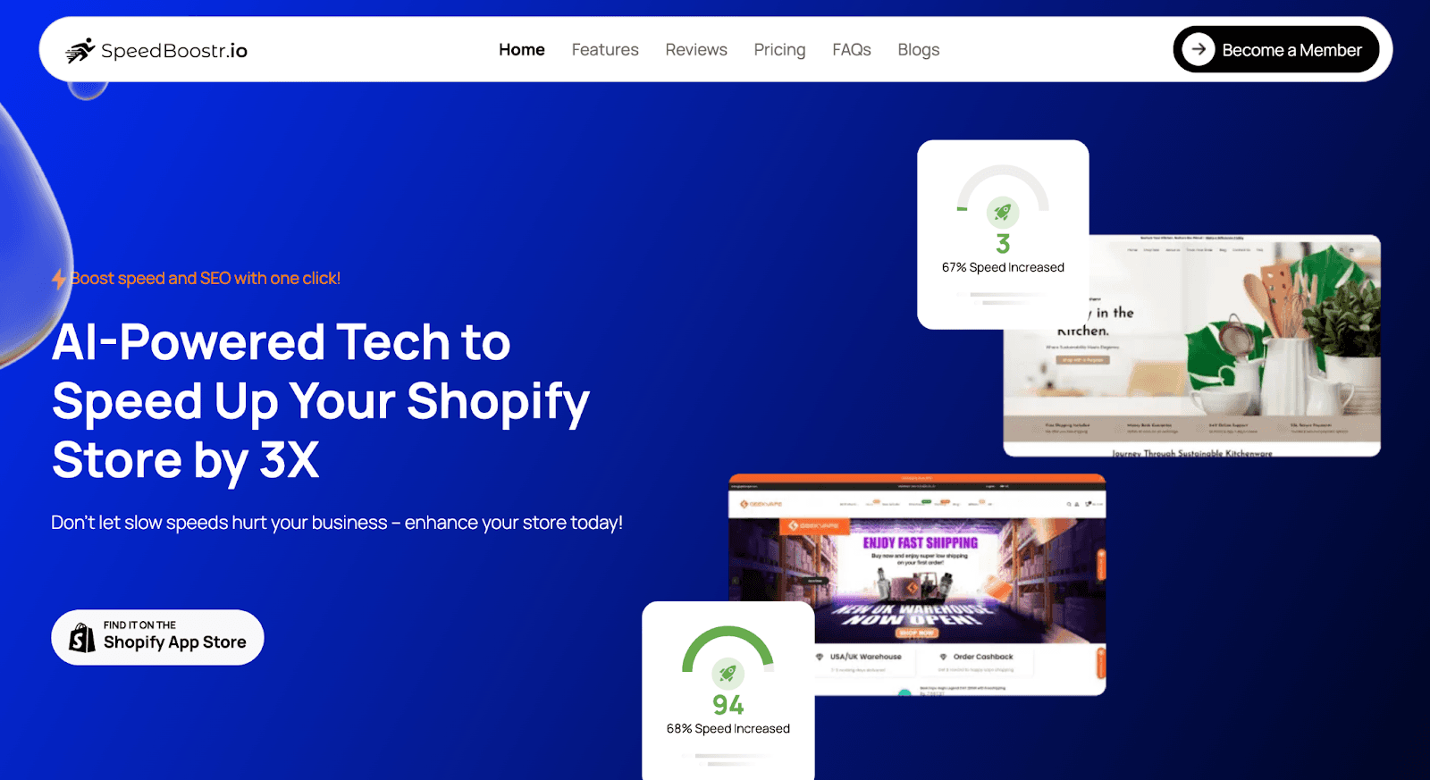SpeedBoostr Shopify app main page