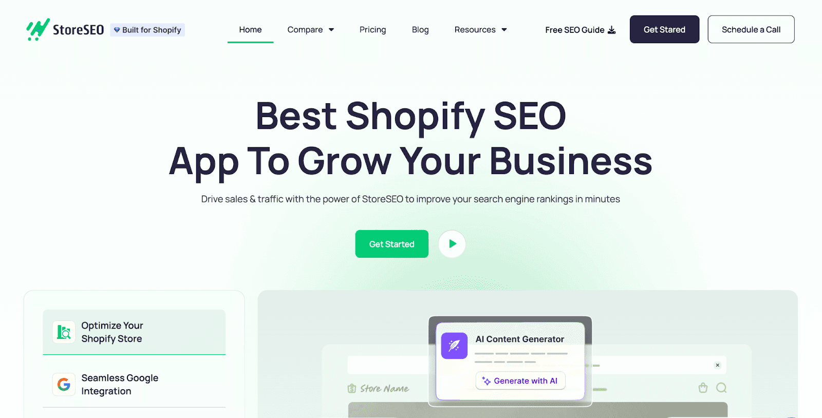 StoreSEO Shopify app main page