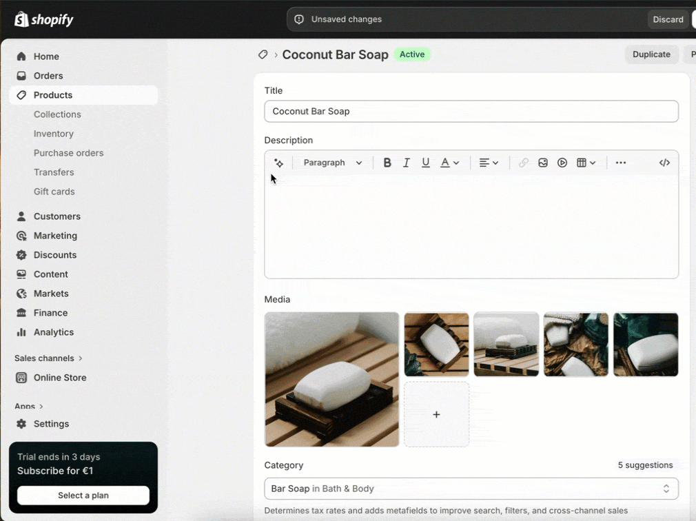 Shopify Magic generating product content