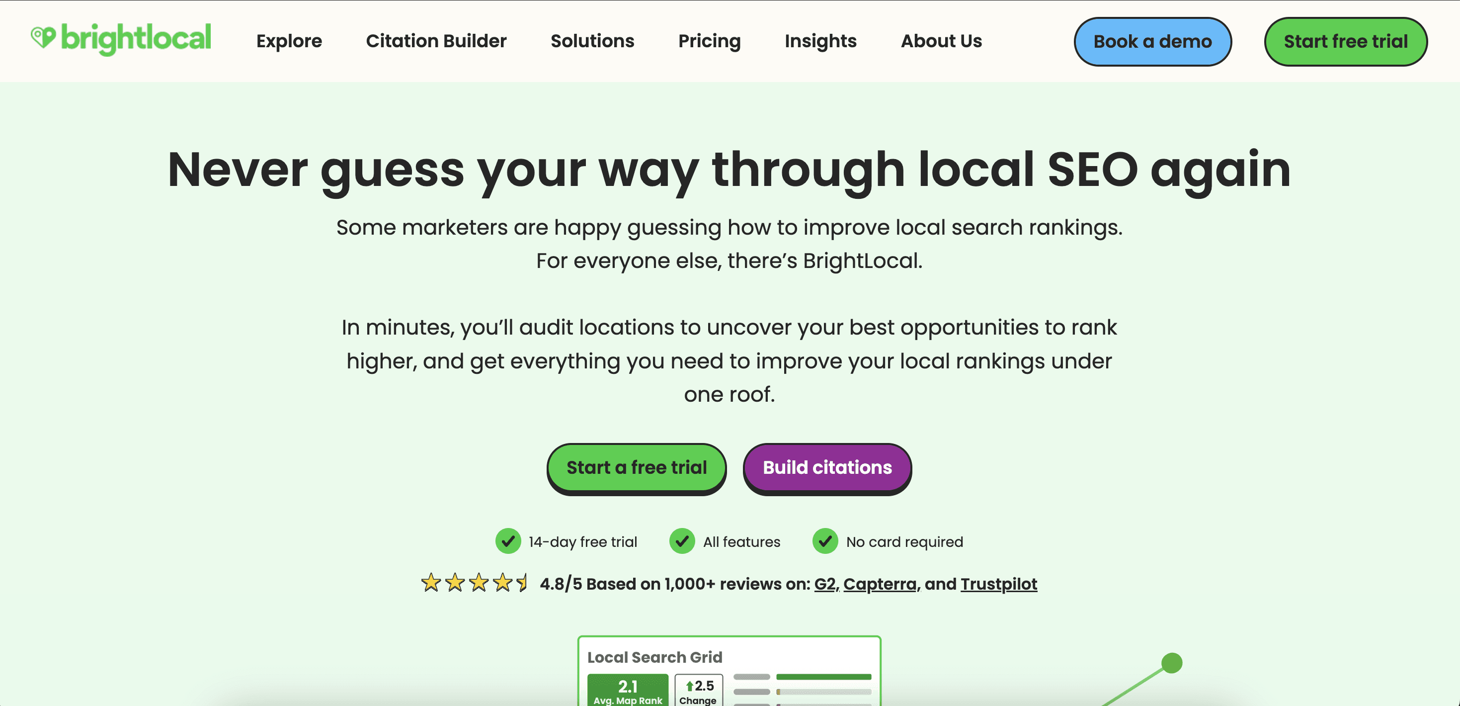 BrightLocal homepage