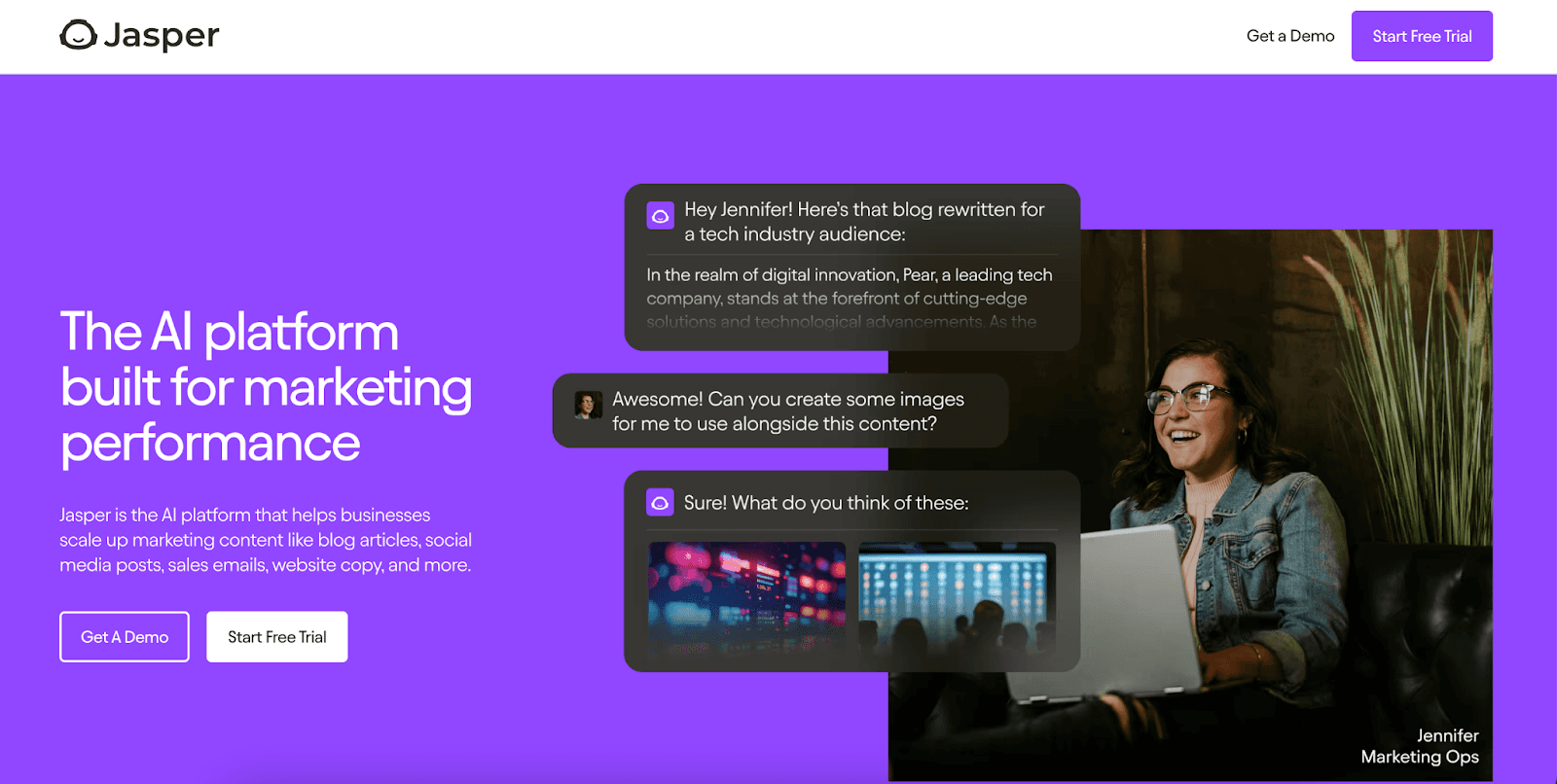 Jasper AI homepage