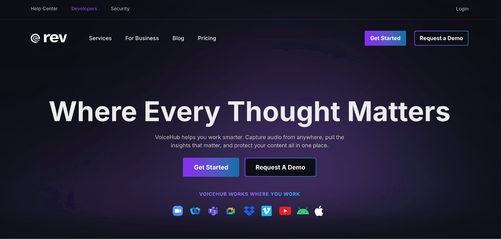 Rev homepage