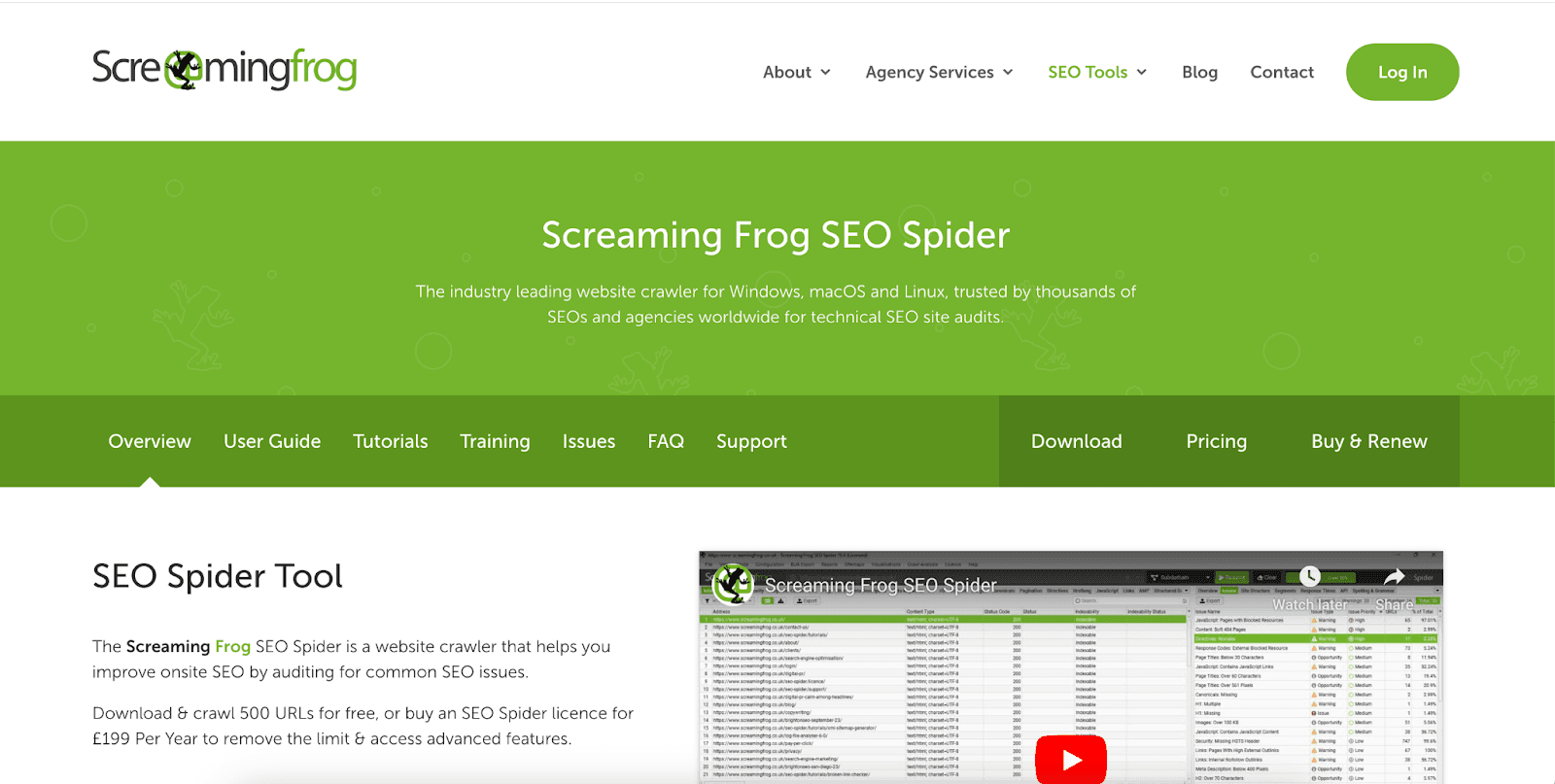 Screaming Frog homepage