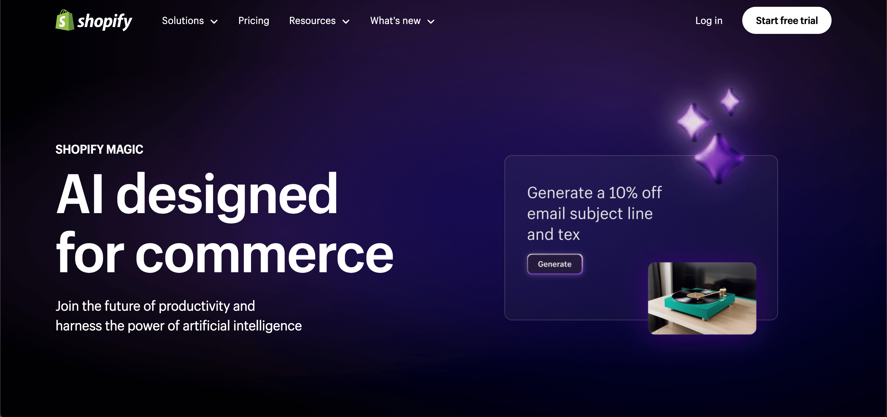 Shopify home page