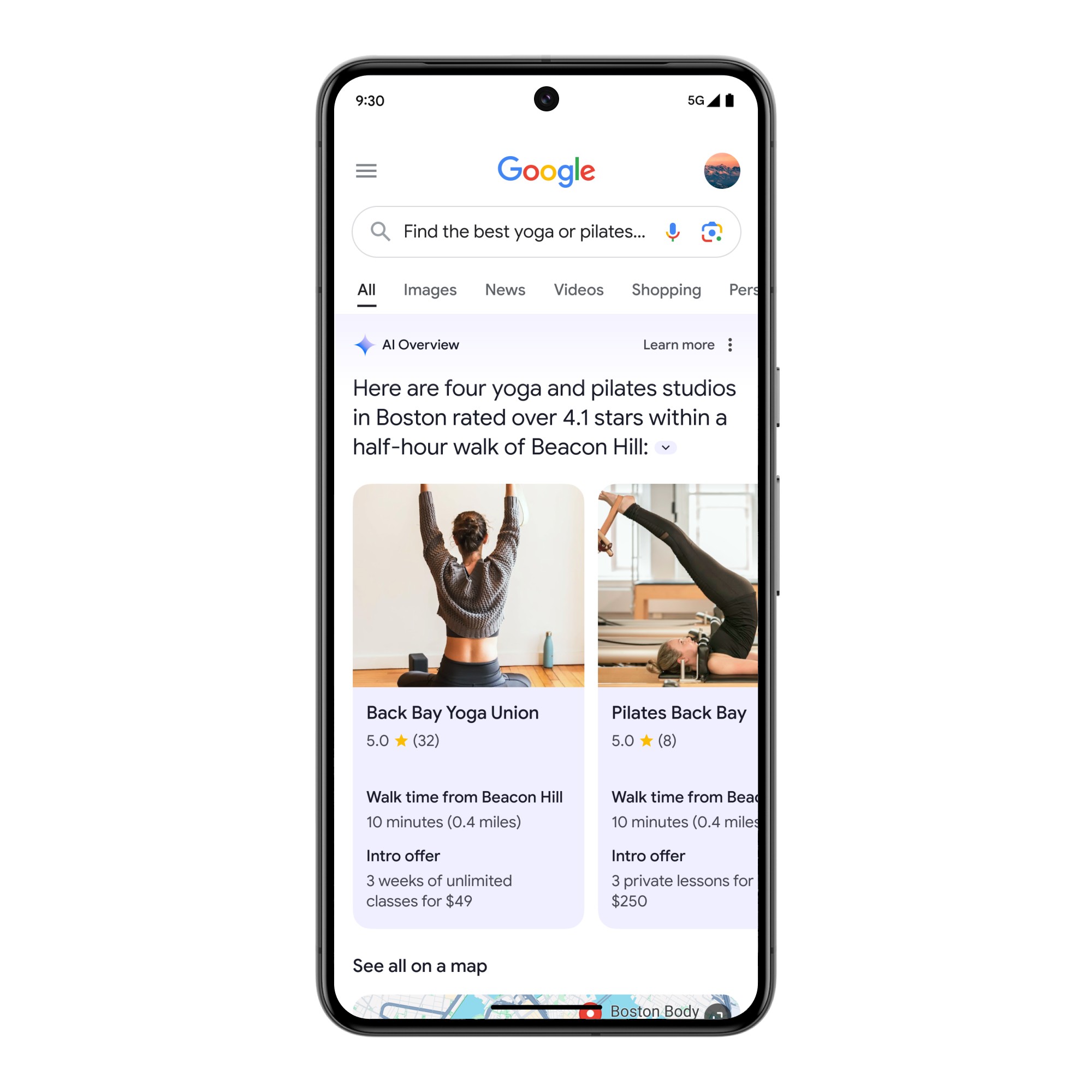 Phone with search results