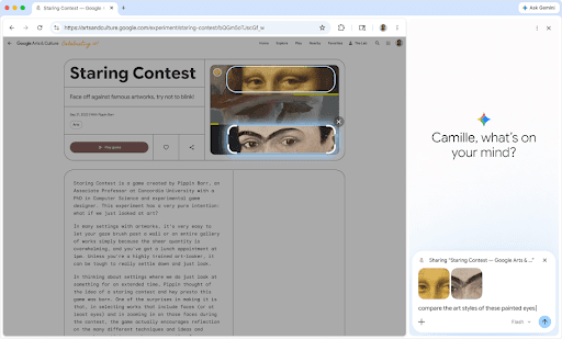 Example of on screen selection with Gemini