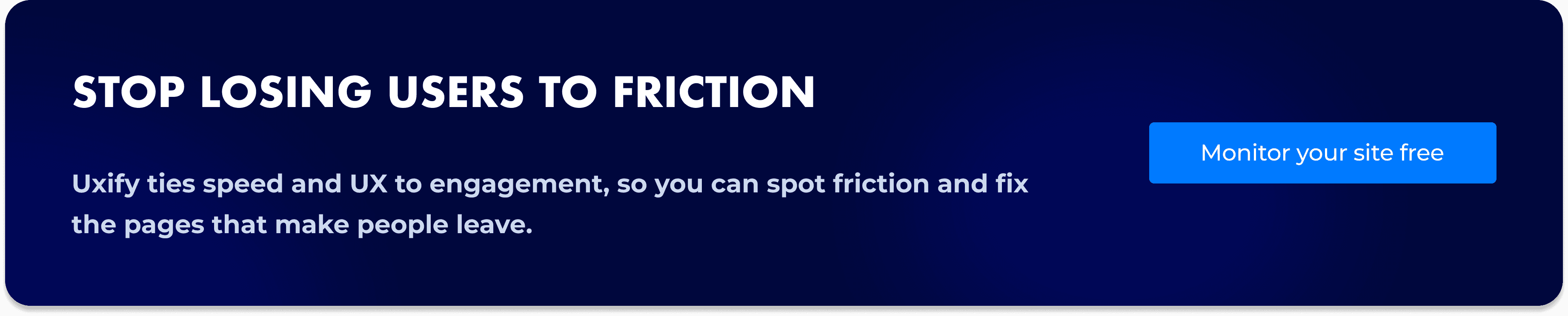 Uxify banner promoting no-friction checkout speed