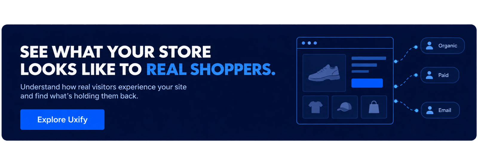 Uxify banner: see what your store looks like to real shoppers