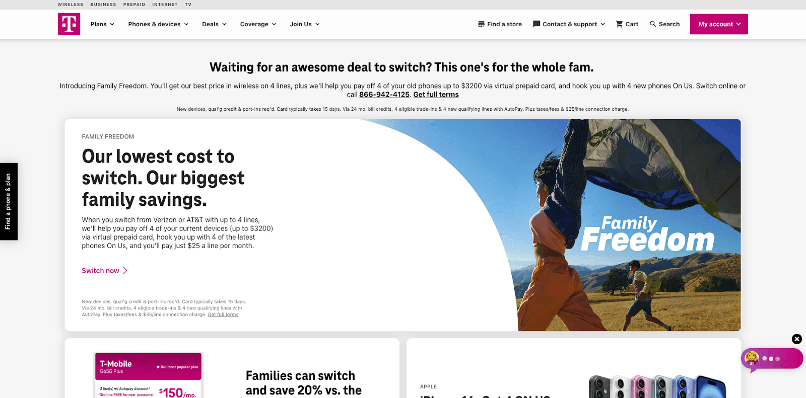 T-Mobile homepage