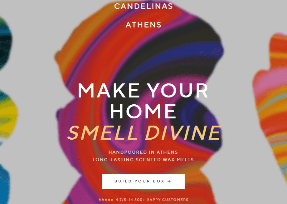 Candelinas Athens homepage hero - Make your home smell divine, handpoured scented wax melts