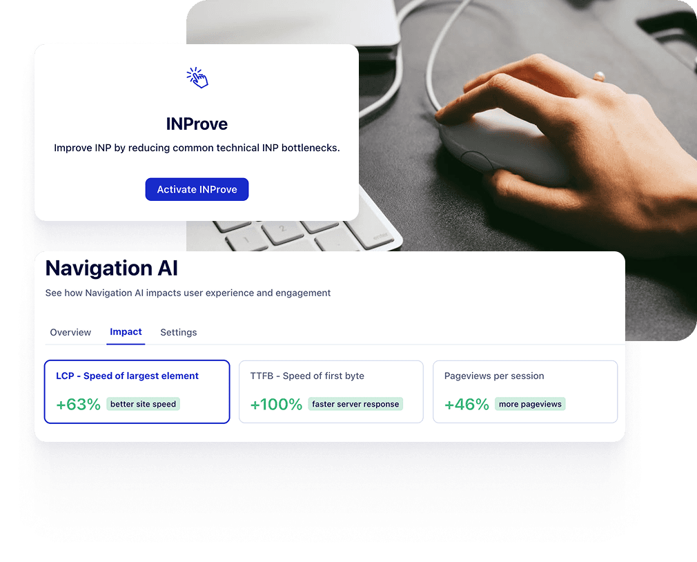 Uxify automated CWV optimization with Navigation AI and INProve